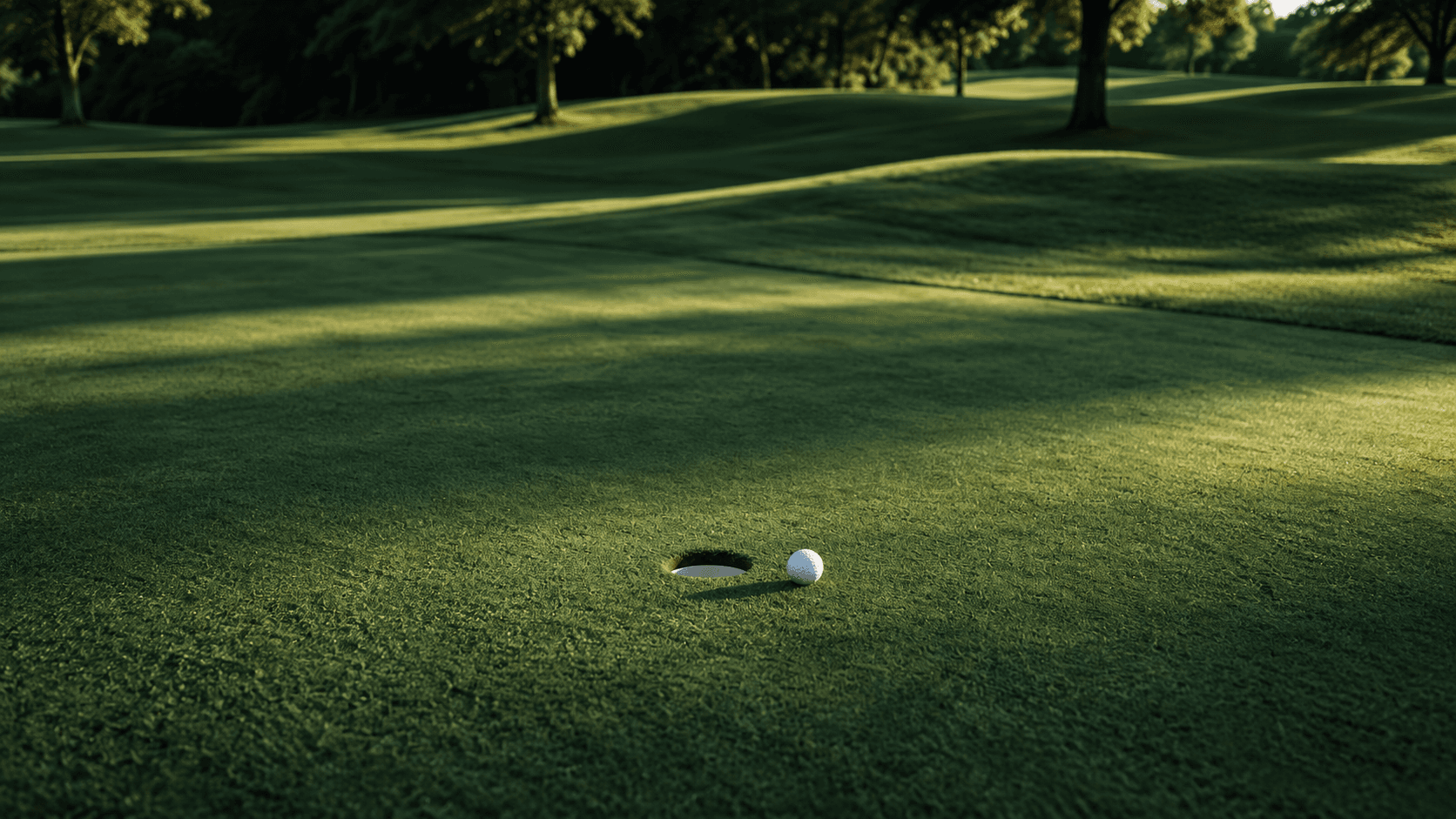 Un vert de golf, une balle près de la coupe